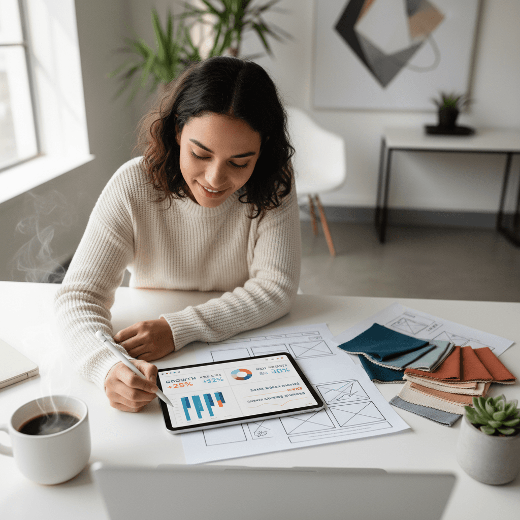 Marketing strategist sketching digital campaign concepts